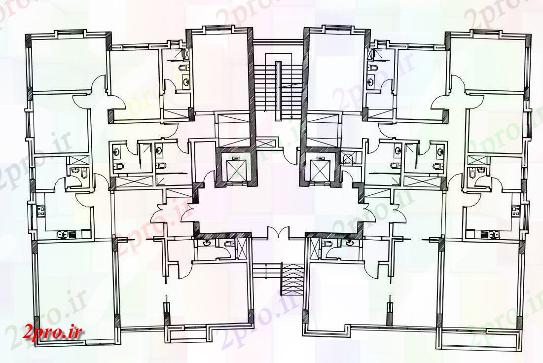 دانلود نقشه مسکونی  ، ویلایی ، آپارتمان  آپارتمان لوکس خوشه طراحی نشیمن  (کد159835)