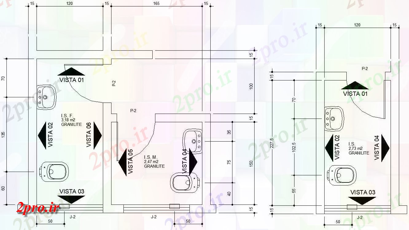 دانلود نقشه ساختمان دولتی ، سازمانی فاده از توالت عمومی طرحی طبقه ساختمان و بخش جزئیات دو بعدی 3 در 3 متر (کد159874)