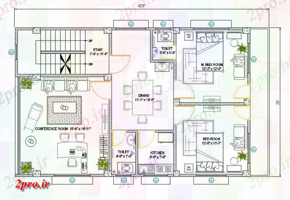 دانلود نقشه مسکونی ، ویلایی ، آپارتمان X 50 'خانه طرحی طبقه همکف 2 BHK طرحی 7 در 13 متر (کد159901)