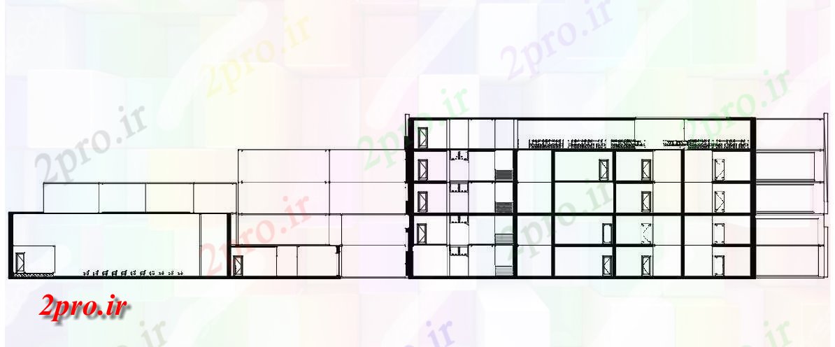 دانلود نقشه پلان مقطعی اتوکد  رسم که از نما جانبی و بخش جزئیات معمولی از ساختمان اداری    (کد159941)