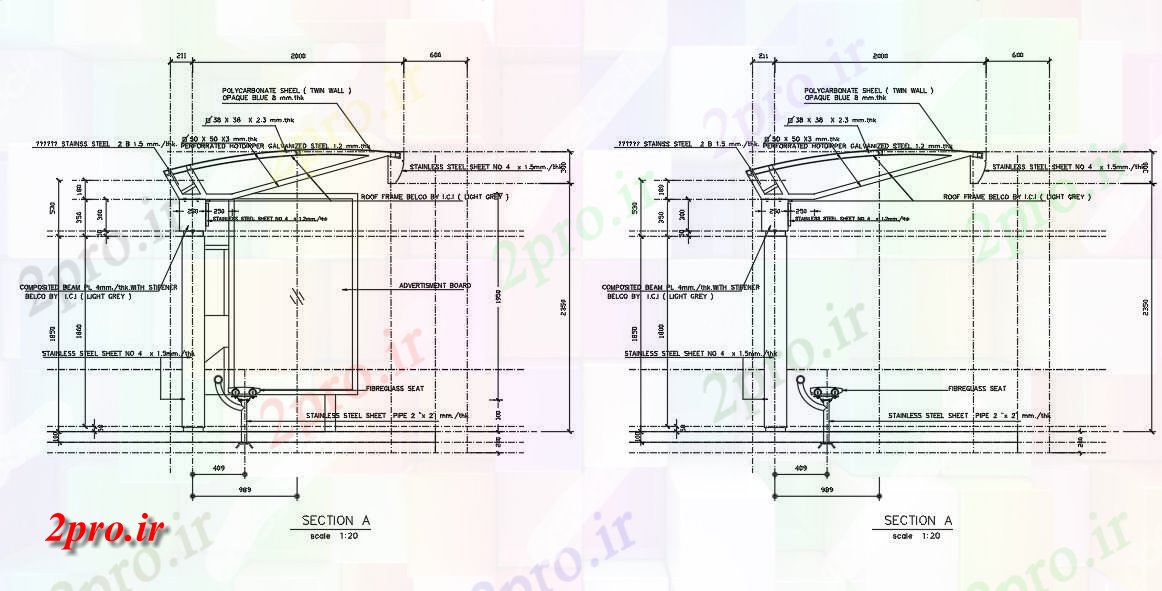 دانلود نقشه جزئیات طراحی در و پنجره    طراحی جزئیات از نما پنجره فولاد و بخش  (کد159957)