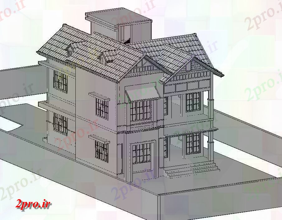 دانلود نقشه خانه های سه بعدی  خانه مدل ایزومتریک نما (کد159986)