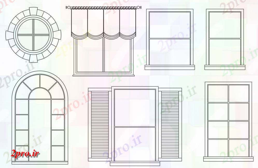 دانلود نقشه جزئیات طراحی در و پنجره    نشیمن دارای طراحی نمای از بلوک پنجره های شیشه ای با پرده   به آن بلوک (کد160012)