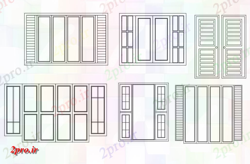 دانلود نقشه جزئیات طراحی در و پنجره    طراحی شامل طراحی نمای از درب های بسیار جذاب block  به آن بلوک (کد160015)