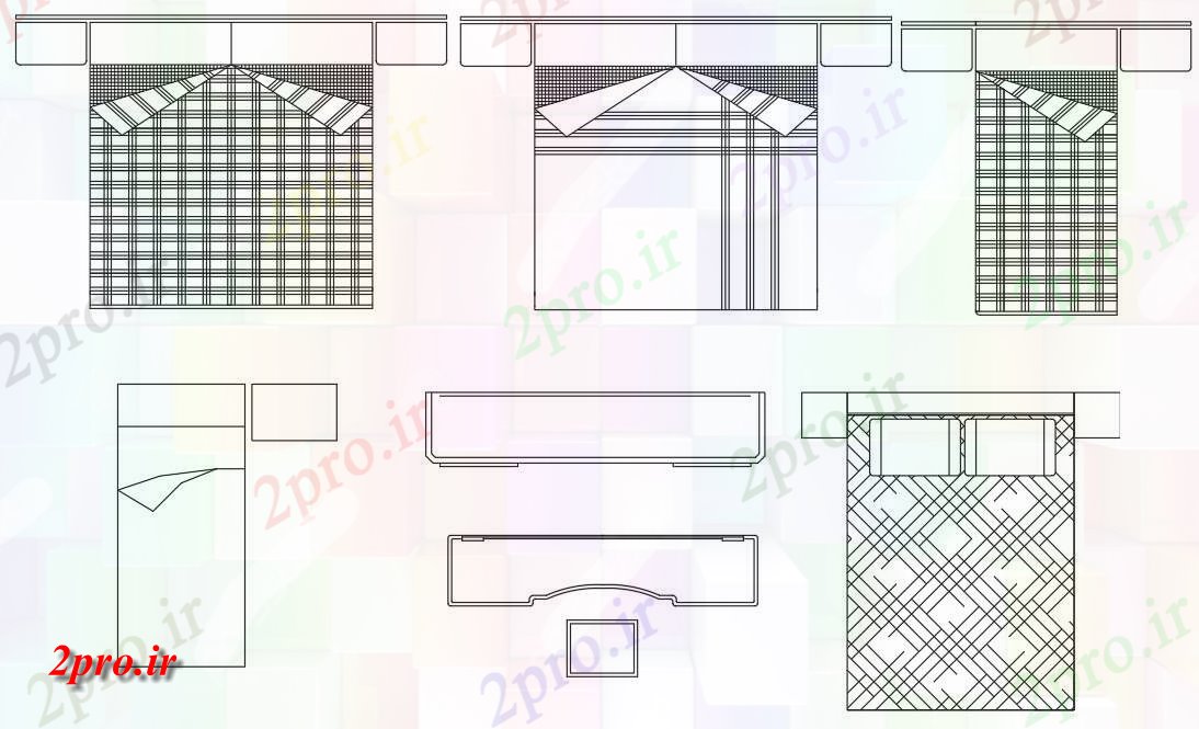 دانلود نقشه دو تخته  انواع مختلف شاه و ملکه بلوک تختخواب طراحی مبلمان  در دسترس هستند    (کد160043)