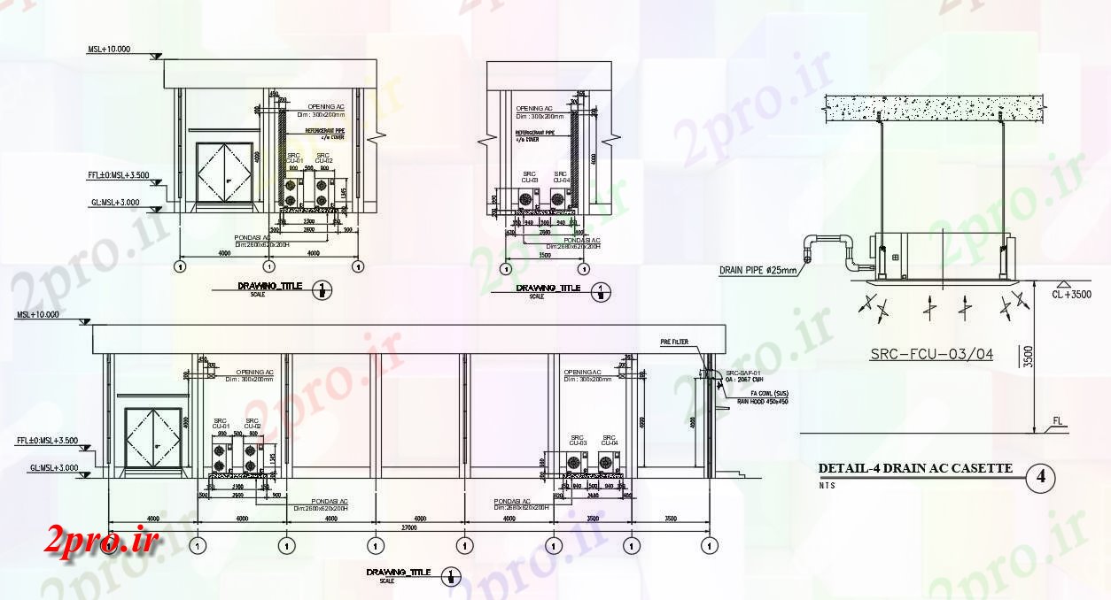 دانلود نقشه پلان مقطعی    از تخلیه AC جزئیات بخش ک    (کد160068)