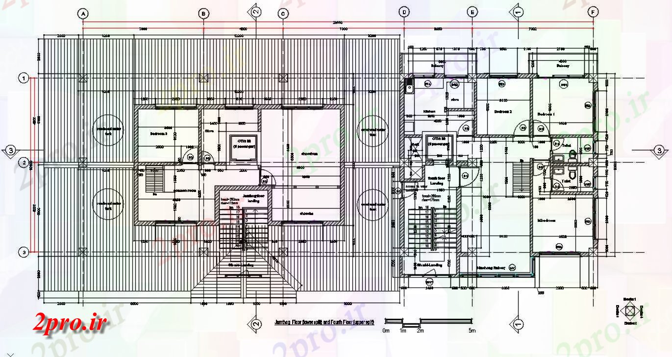 دانلود نقشه مسکونی  ، ویلایی ، آپارتمان  BHK آپارتمان   طبقه طرحی  (کد160096)