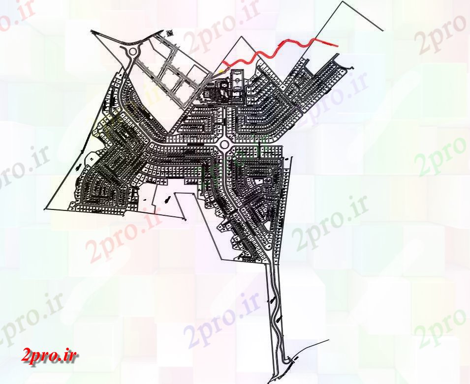 دانلود نقشه برنامه ریزی شهری طرحی جامع اتوکد داشتن از سایت مسکونی جزئیات طرحی  طراحی با توجه به   (کد160131)