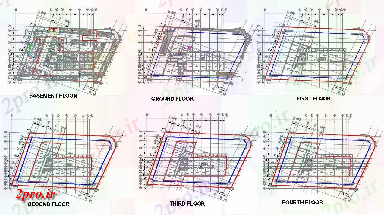 دانلود نقشه مسکونی ، ویلایی ، آپارتمان ساختمان تجاری طرحی طبقه با مرکز خط جزئیات 59 در 91 متر (کد160151)