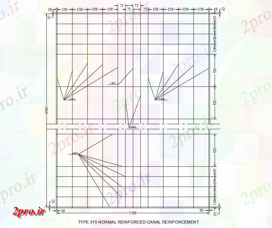 دانلود نقشه پلان مقطعی تقویت تقویت کانال جزئیات مقطع نرمال  طراحی      دو بعدی   (کد160174)