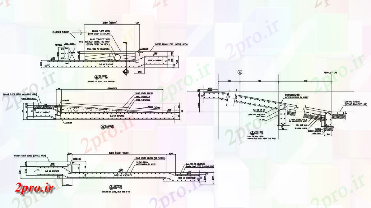 دانلود نقشه پلان مقطعی جزئیات بخش رمپ  اتوکد    طراحی  دو بعدی   (کد160211)