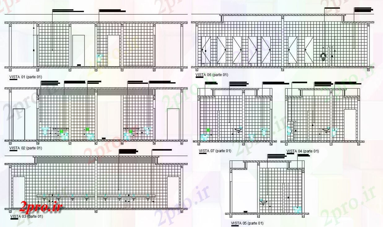 دانلود نقشه بلوک حمام و توالتاتوکد  تفصیلی از توالت و حمام بخش جزئیات   دو بعدی   (کد160286)