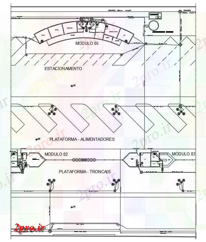 دانلود نقشه پلان مقطعی جزئیات معماری  اتوکد از بخش ترمینال اتوبوس  (کد160309)