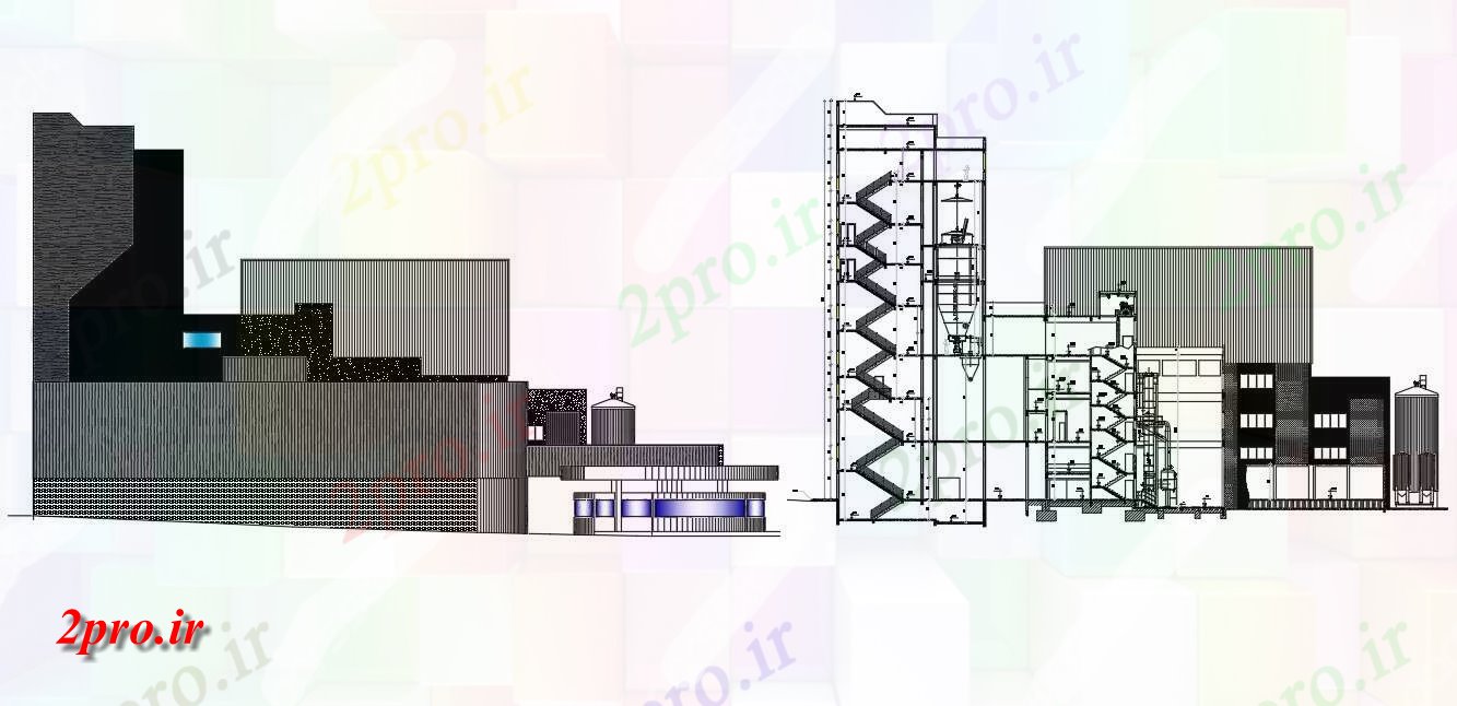 دانلود نقشه پلان مقطعی  نشیمن داشتن جزئیات از جزئیات مقطعی و نما از کارخانه    (کد160353)