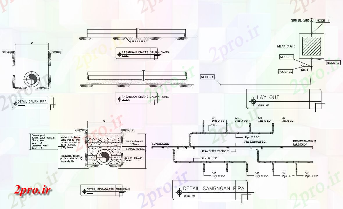 دانلود نقشه پلان مقطعی طراحی   داشتن اطلاعات از لوله excavation  دو بعدی   (کد160359)