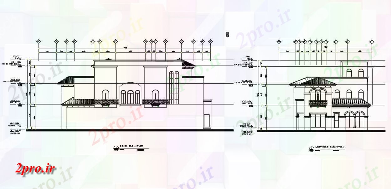 دانلود نقشه پلان مقطعی G + 1 ویلایی عقب و چپ طراحی به طرف   در دسترس هستند   دو بعدی   (کد160390)