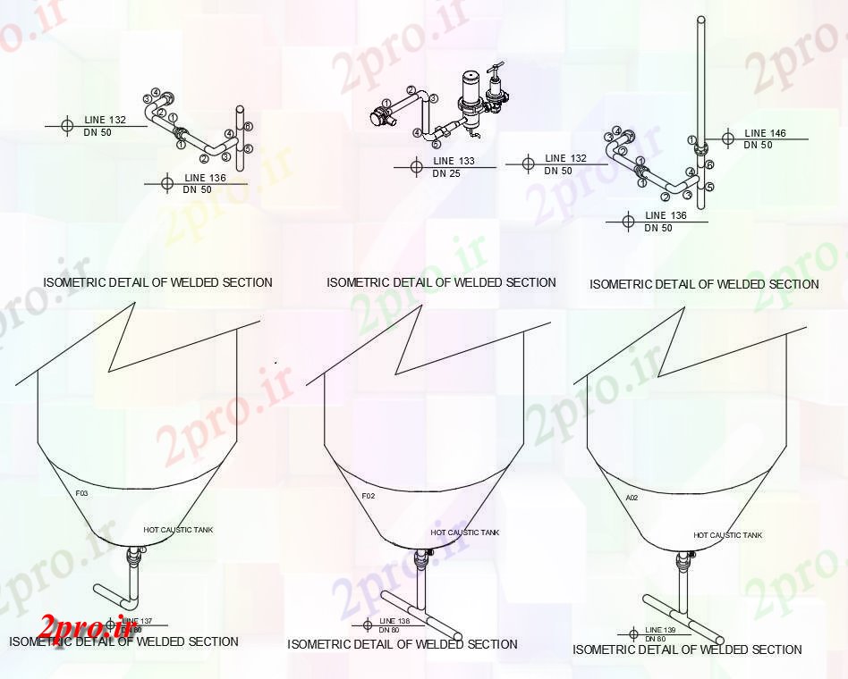 دانلود نقشه پلان مقطعی  رسم  را نشان می دهد بخش از لب به لب جوش در ایزومتریک    (کد160402)