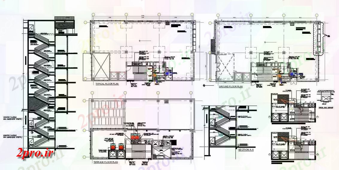 دانلود نقشه پلان مقطعی  طراحی را نشان می دهد طرحی و بخشی جزئیات شرکت خانه با (HVAC)  اتوکد System (کد160457)