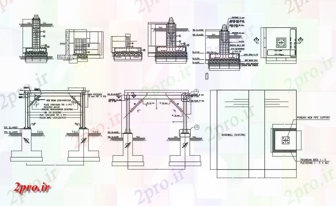 دانلود نقشه پلان مقطعی  به  رسم داشتن تیر به ستون تقویت بخش جزئیات اتوکد (کد160473)