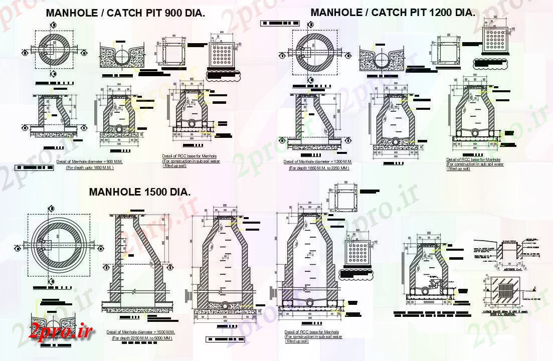 دانلود نقشه پلان مقطعی  اتوکد داشتن جزئیات بگیر سوراخ ادم رو تحت اتوکد Pit (کد160498)