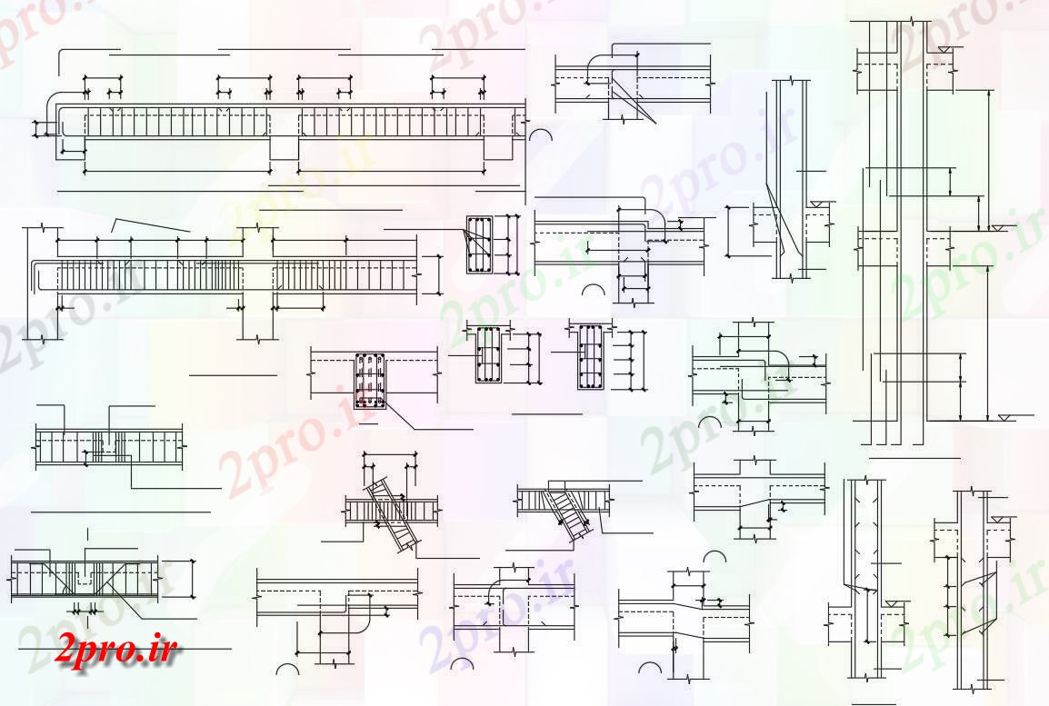 دانلود نقشه پلان مقطعی  به  رسم داشتن تقویت مشترک تیر به ستون جزئیات    (کد160513)