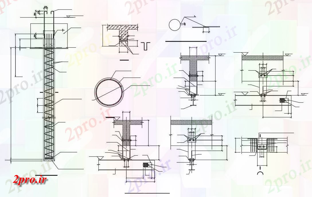 دانلود نقشه پلان مقطعی  طراحی  داشتن از تقویت بخش T-پرتو اتوکد جزئیات (کد160539)