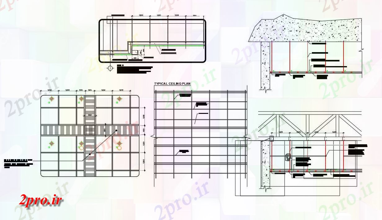 دانلود نقشه قالب اسکلت فلزی  اتوکد  توصیف یک طرحی سقف معمولی با ساختار سفت و محکم قاب (کد160540)