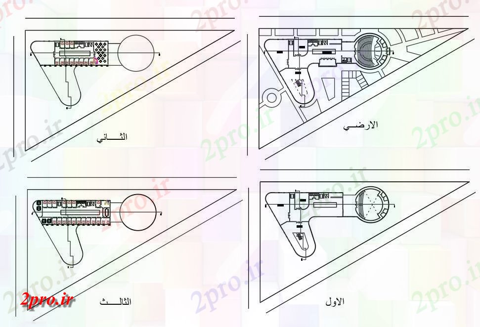 دانلود نقشه پلان مقطعی  به  رسم می دهد جزئیات طرحی G + 3 دفتر Building  (کد160579)