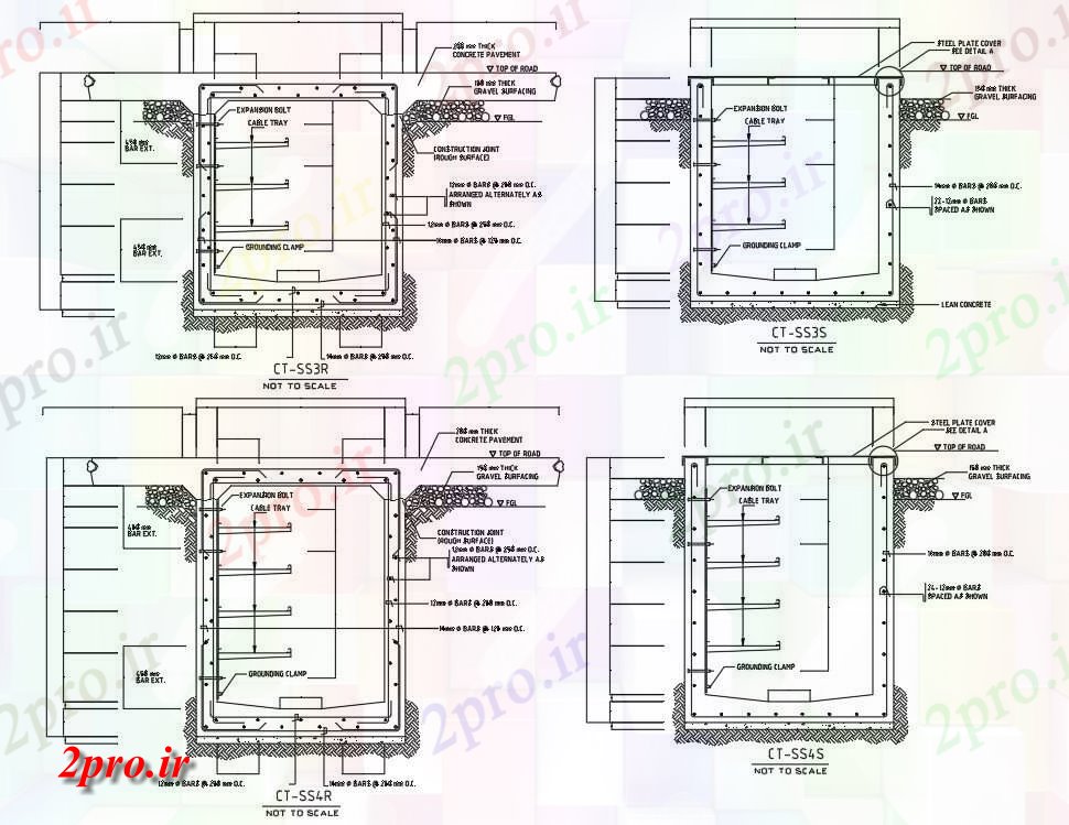 دانلود نقشه پلان مقطعی  اتوکد  طراحی دارای جزئیات پایه و اساس سنگر کابل (کد160602)