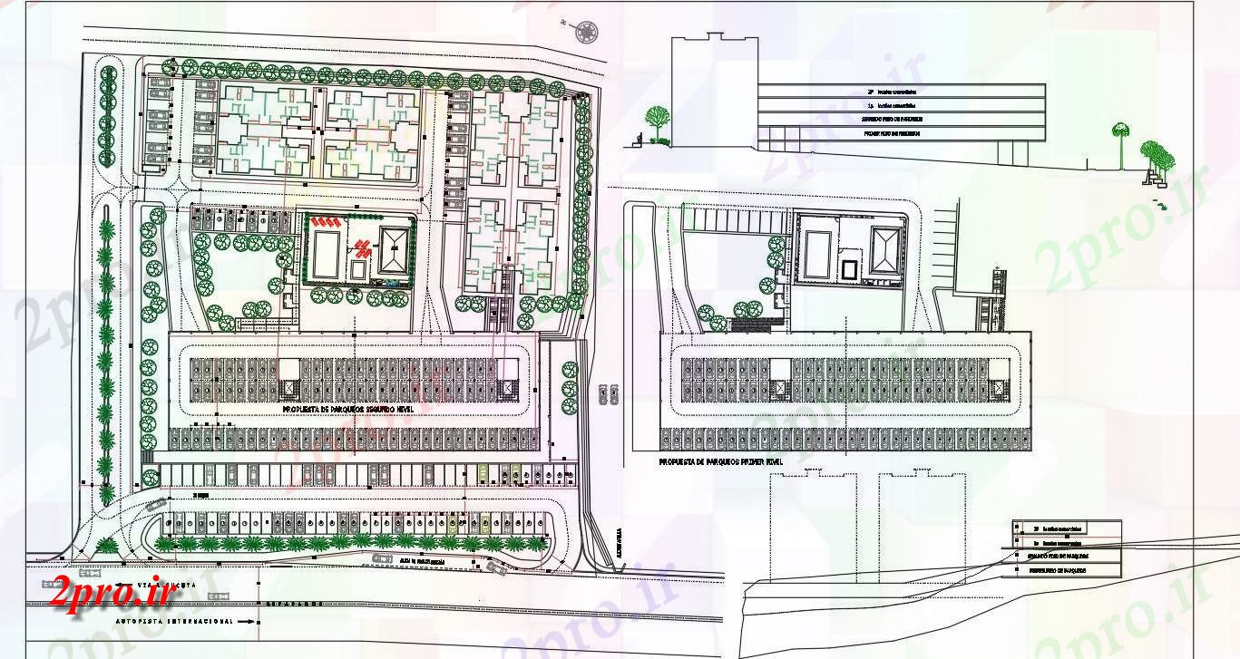 دانلود نقشه هتل - رستوران - اقامتگاه را نشان می دهد طرحی جامع و بخش از سونا ها Planta اجتماعی در برای مدل طراحی تریدی 45 در 80 متر (کد160625)