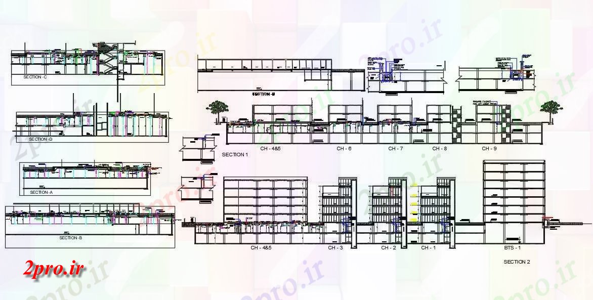 دانلود نقشه ساختمان اداری - تجاری - صنعتی ساختمان تجاری بخش   (کد160638)