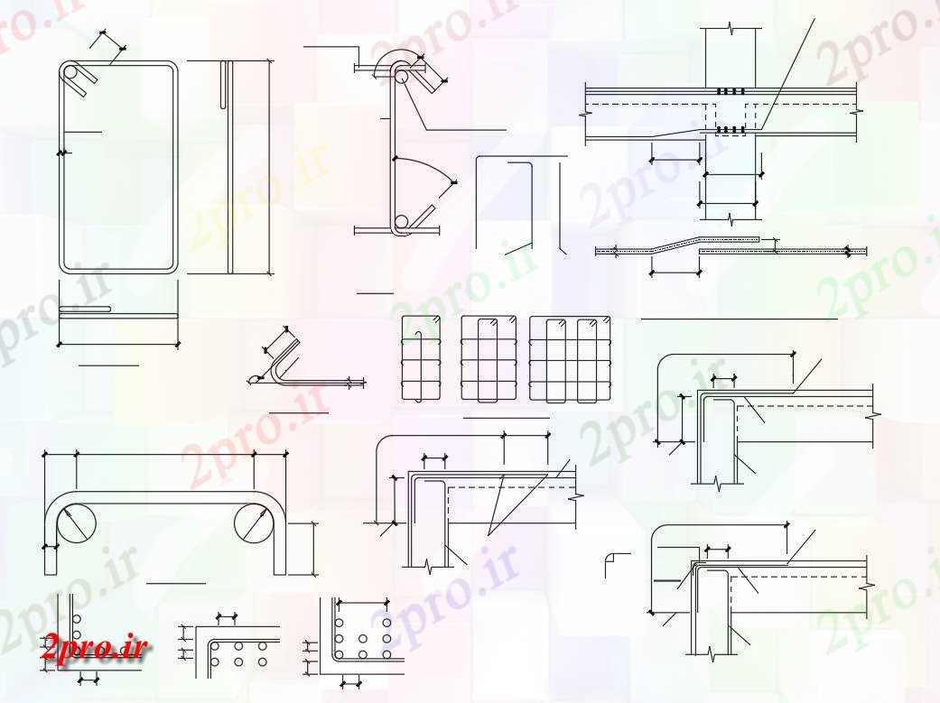 دانلود نقشه طراحی جزئیات تقویت کننده  به  رسم را نشان می دهد جزئیات بخش تیر به ستون این   Reinforcement (کد160649)