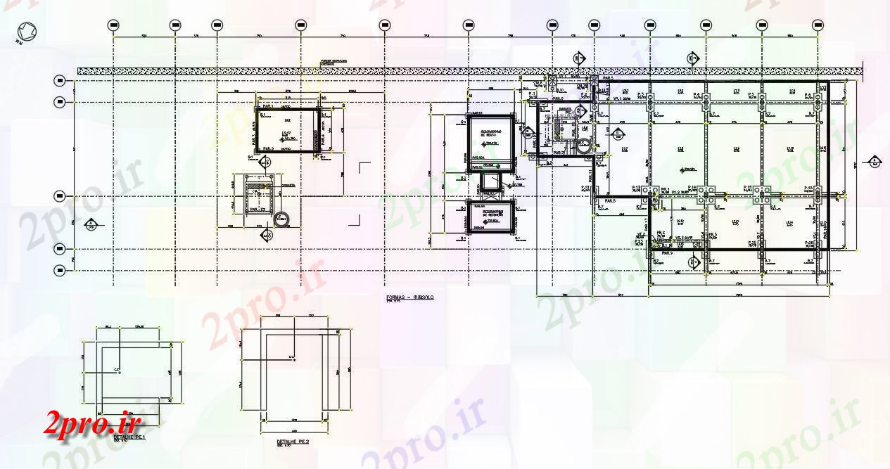 دانلود نقشه جزئیات ساخت و ساز   نشان دادن طرحی طبقه از ساختار فوق العاده چند طبقه   دو بعدی  (کد160653)