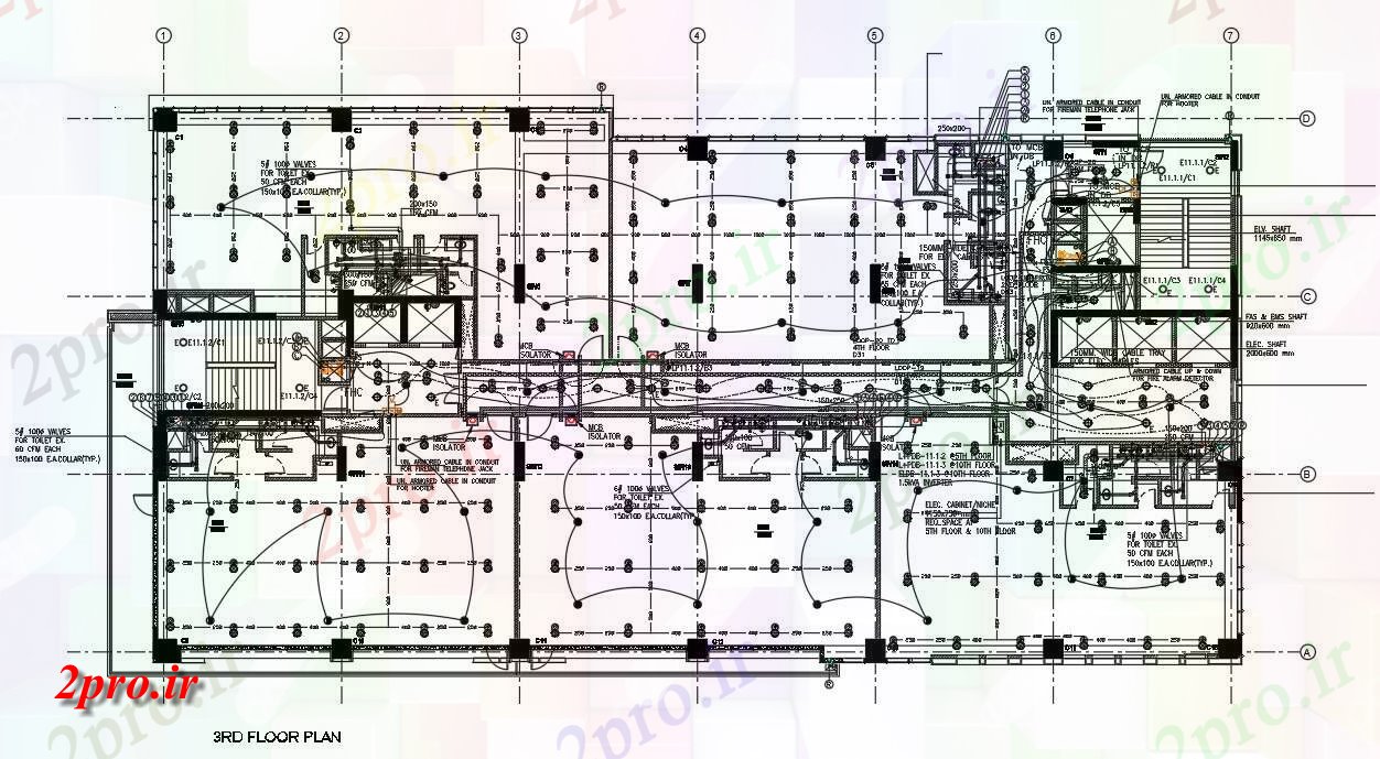 دانلود نقشه ساختمان اداری - تجاری - صنعتی نشان می دهد  طرحی تراس طبقه، طرحی های الکتریکی، طرحی زنگ، روشنایی و طرحی جنگنده آتش در مدل  Downlao دو بعدی  اتوکد (کد160699)