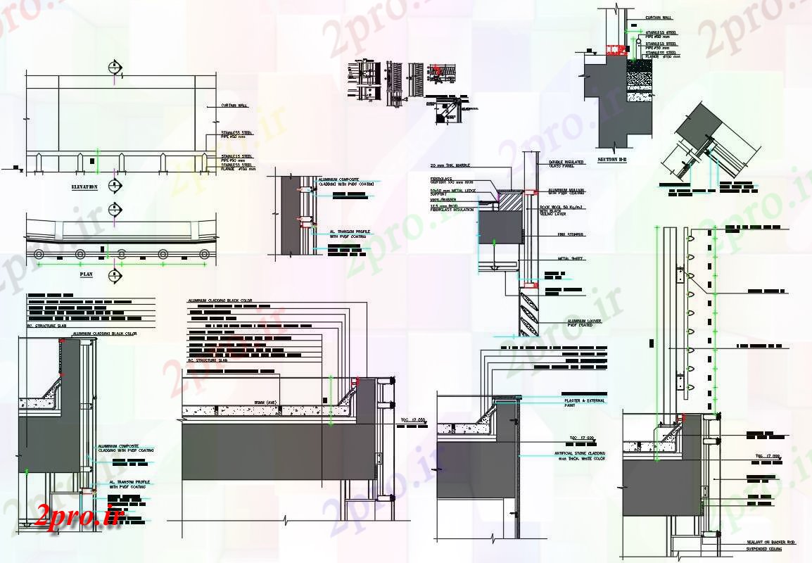 دانلود نقشه ساختمان مرتفعجزئیات عمومی چهارم سر در   دو بعدی    شد    (کد160755)