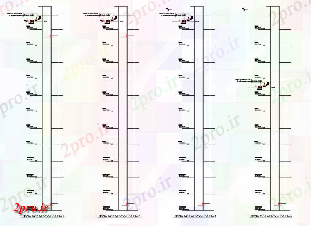 دانلود نقشه طراحی جزئیات ساختار جزئیات آسانسور جنگنده از زیرزمین به سقف اگزوز دود شماتیک ساختمان تجاری در   دو بعدی    شد    (کد160759)