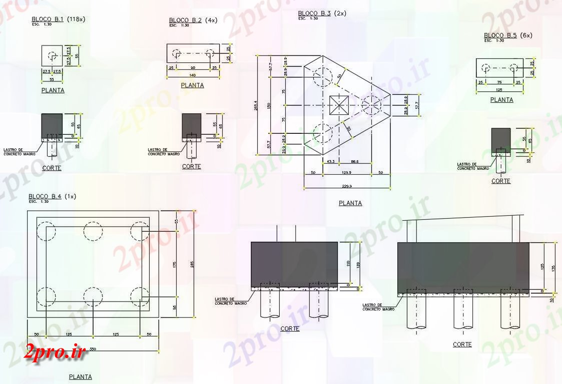 دانلود نقشه مسکونی  ، ویلایی ، آپارتمان  طرحی بلوک شکل برای شمع جزئیات   شد    (کد160767)