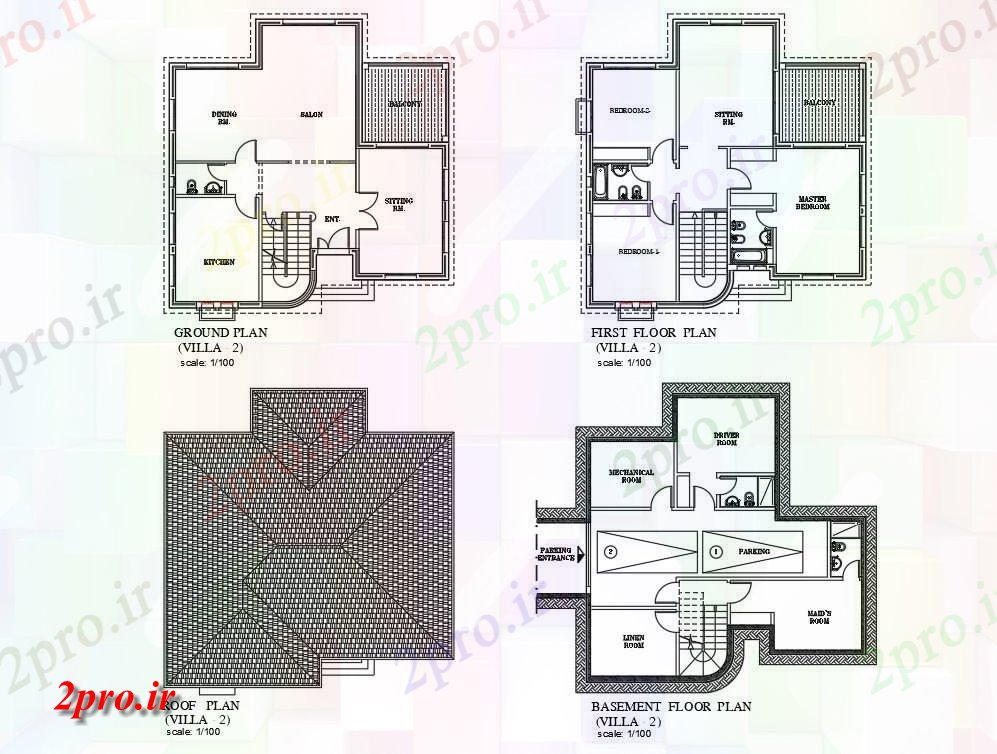 دانلود نقشه خانه مسکونی ، ویلا اتوکد داشتن طبقه ویلا طراحی (دوبلکس خانه) دو بعدی 13 در 14 متر (کد160778)