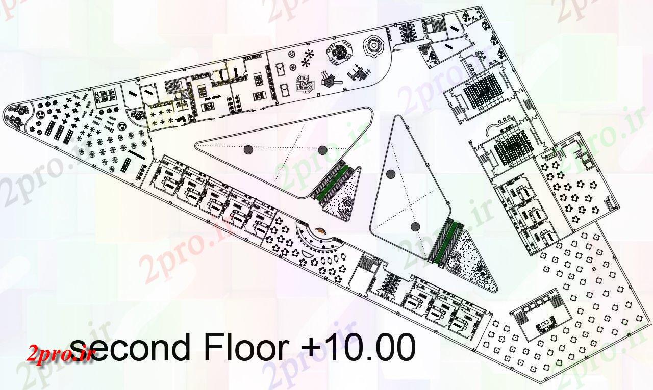 دانلود نقشه جزئیات ساخت و ساز اتوکد  رسم   در طبقه دوم از طرحی mezanine     (کد160797)