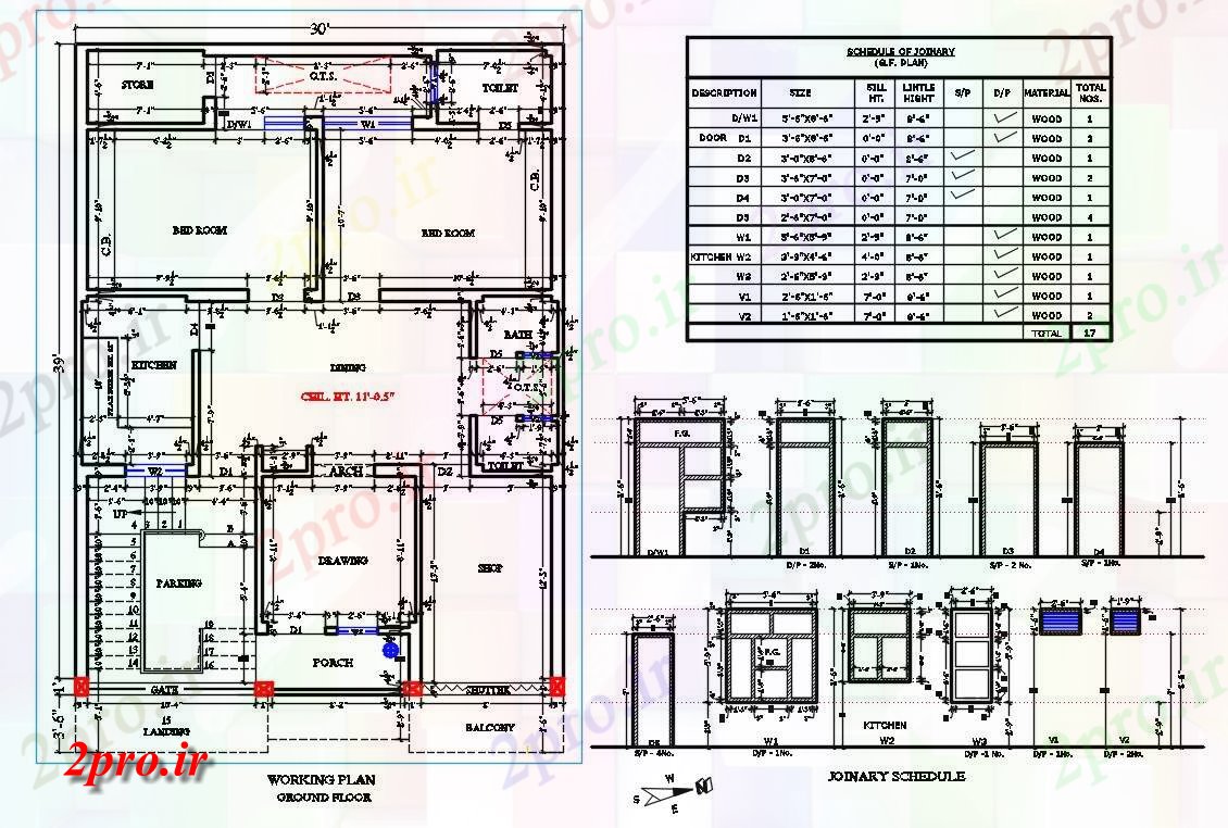 دانلود نقشه مسکونی ، ویلایی ، آپارتمان X40 خانه طرحی کار با درب پنجره برنامه سفر 9 در 12 متر (کد160836)