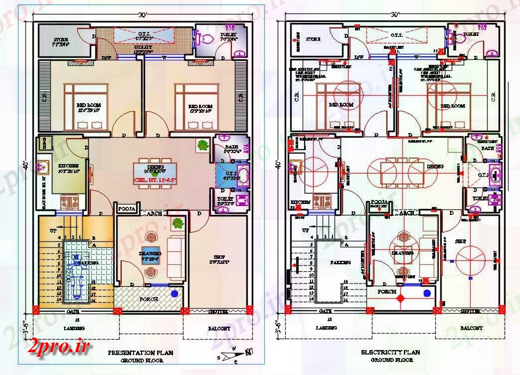 دانلود نقشه مسکونی ، ویلایی ، آپارتمان X40 خانه طرحی با برق چیدمان نشیمن 9 در 12 متر (کد160837)