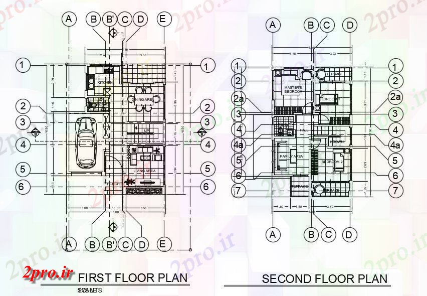 دانلود نقشه مسکونی ، ویلایی ، آپارتمان BHK خانه طرحی مرکز خط با کفپوش های طرحی بندی 6 در 10 متر (کد160881)