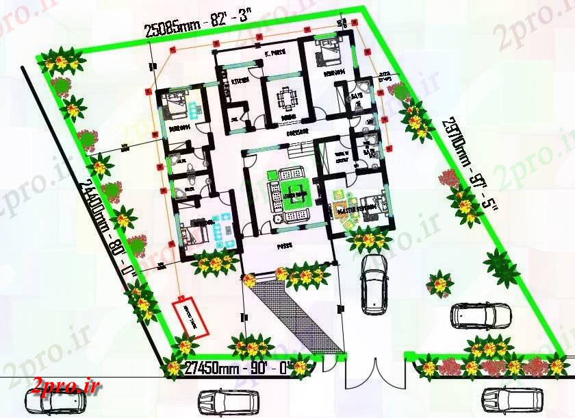 دانلود نقشه خانه های کوچک ، نگهبانی ، سازمانی - BHK خانه طرحی جامع اتوکد 16 در 17 متر (کد160891)