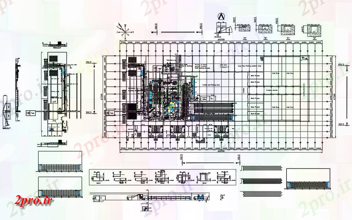 دانلود نقشه کارخانه صنعتی  ، کارگاه مرغ پردازش کارخانه دو بعدی  اتوکد  دو بعدی    طراحی (کد160896)