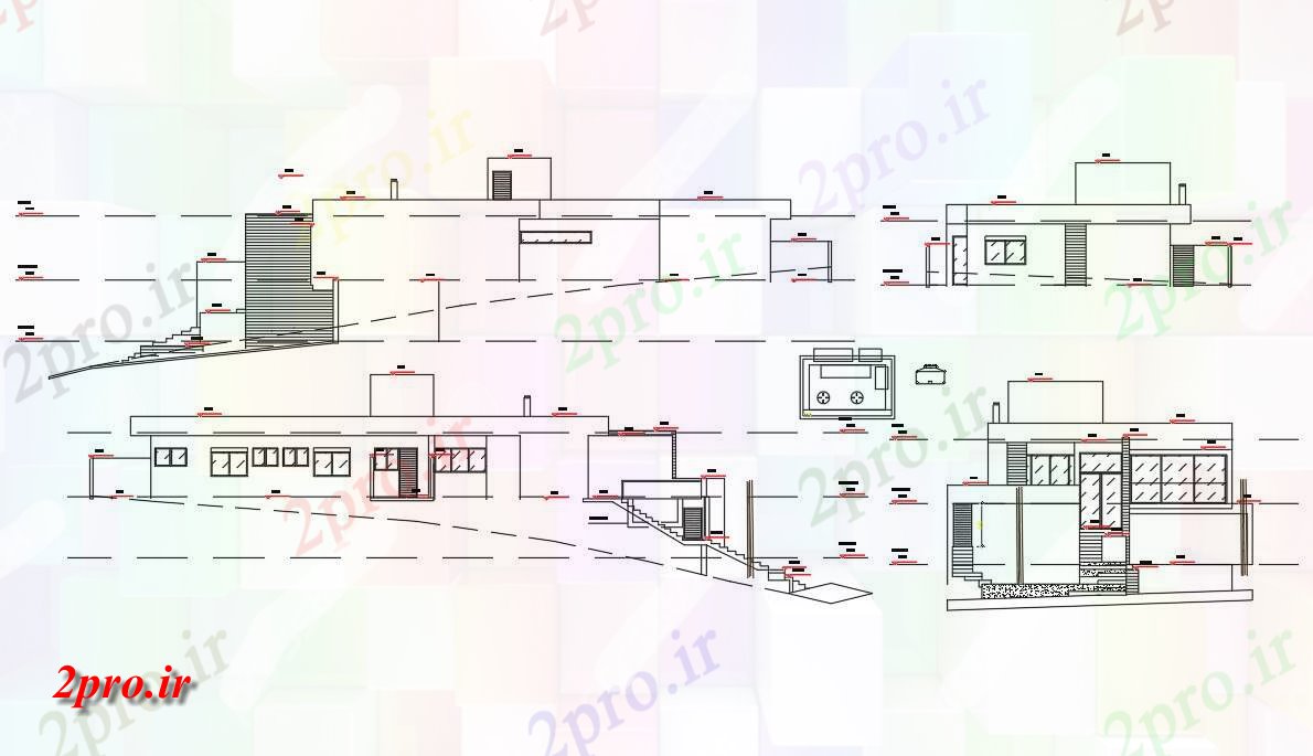 دانلود نقشه خانه های کوچک ، نگهبانی ، سازمانی - طراحی جزئیات نما     (کد160906)