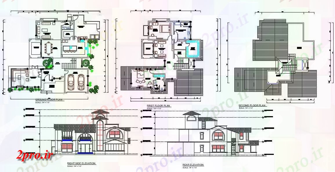 دانلود نقشه خانه های کوچک ، نگهبانی ، سازمانی - معماری ویلایی طرحی طبقه با مصالح نما 19 در 21 متر (کد160911)