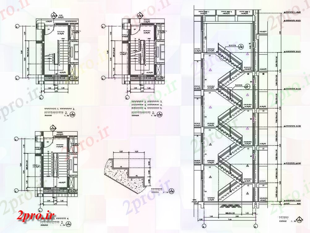 دانلود نقشه مسکونی  ، ویلایی ، آپارتمان  آپارتمان ساختمان راه پله طرحی و بخش نشیمن  (کد160957)