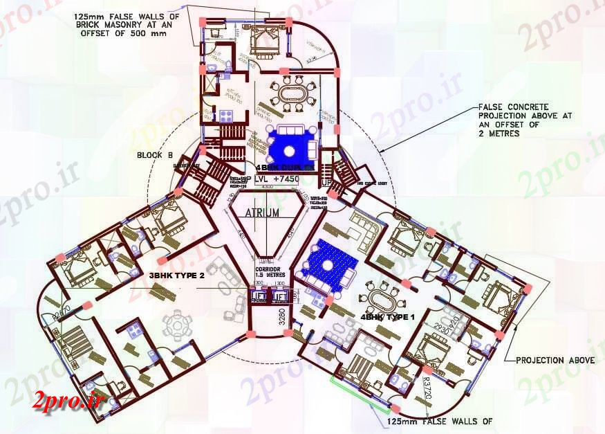 دانلود نقشه مسکونی  ، ویلایی ، آپارتمان  BHK، 2 BHK و 1 BHK آپارتمان   مبلمان طراحی نشیمن  (کد160972)