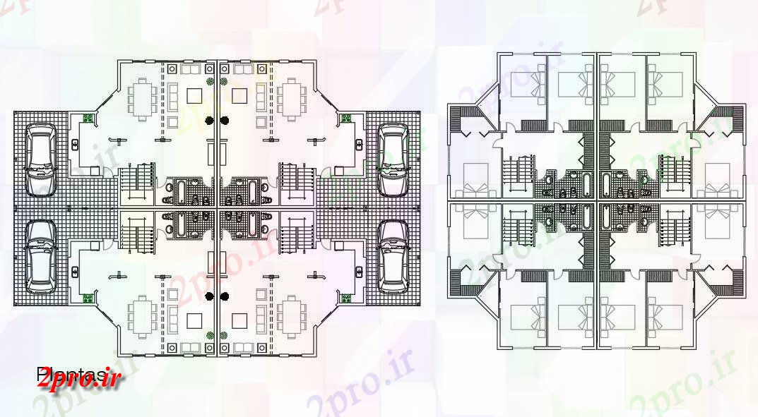 دانلود نقشه مسکونی ، ویلایی ، آپارتمان اتوکد دو بعدی طراحی طرحی خانه دوبلکس 17 در 17 متر (کد161009)