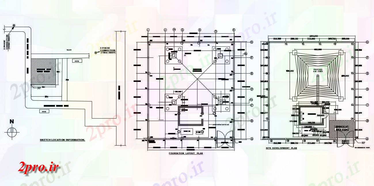 دانلود نقشه جزئیات پایه اتوکد دو بعدی  رسم  نشان می دهد جزئیات طراحی پایه و اساس و طرحی سایت توسعه 60M برج ساختمان سبز     (کد161013)
